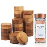 Zepkouel 26 tarros de especias con tapas de madera de acacia, se adaptan a tarros de especias de vidrio de 4 onzas y 8 onzas, para tarros de especias cuadrados y redondos de plástico, tarro no
