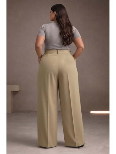 Image of KOTTY Plus Size Women's High Waist Comfortable Straight Fit Formal Pants