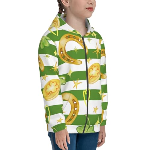 Watercolor St Patrick Day Kid Hoodies Boys Zip Up Sweatshirts Girls Pullover with Pocket4