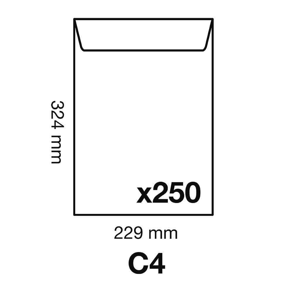 Clairefontaine 8050C - Karton mit 250 Versandtaschen weiß C4-229x324 mm, selbstklebend, 90g, 1 Karton
