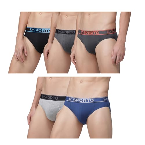 Image of sporto Men's Solid Cotton Brief with Soft Elastic Waistband (Pack of 3) Black