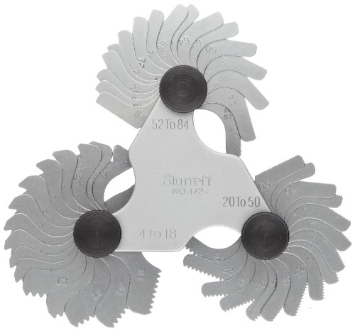 Medidor de paso de tornillo Starrett 473, 6-60 hilos, 30 hojas