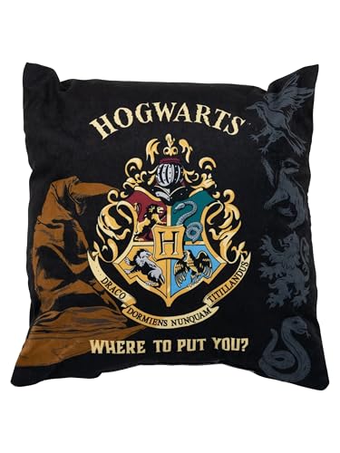 United Labels Harry Potter Coussin décoratif, 40 x 40 cm, noir, coussin de canapé Poudlard, coussin décoratif pour fans