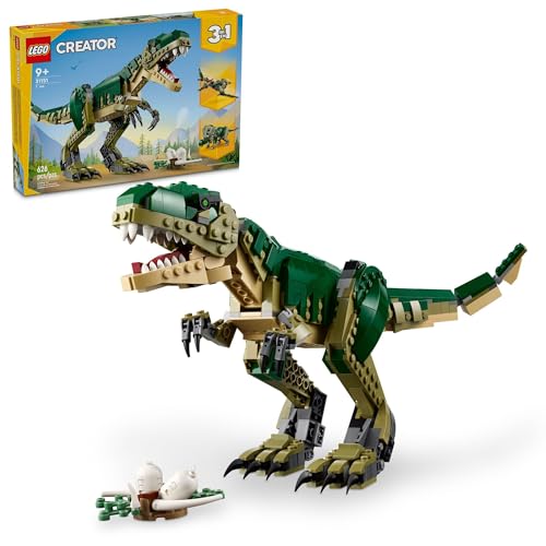 LEGO Creator 3-in-1 T-Rex Building Set for Kids 9+ - 3 Models: T-Rex, Triceratops, Pterodactyl - Great Gift for Christmas or Birthdays - 31151