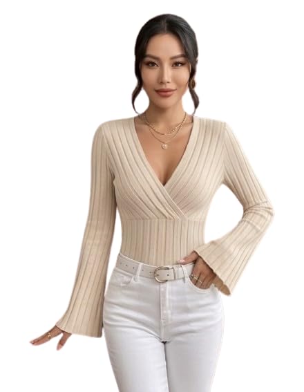 SAGUZA Women Casual Flared Sleeve Self Design Blue Top Stylish Regular Fit Soft Fabric Trendy Office Party Top-picture-39