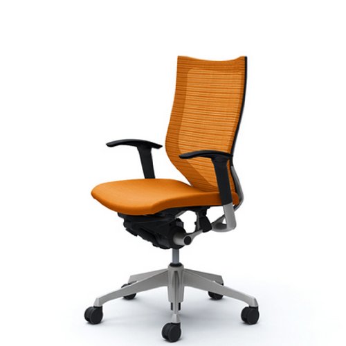 バロン (Baron) チェア 【ハイバック】 シルバ-フレーム 可動肘 座クッション オレンジ CP85DR FDF8