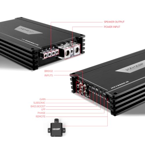 Image of Class D Monoblock Amplifier, 1 Ohm 2000W RMS, Aluminum Housing,Black | High-Efficiency Heat Dissipation,MOSFET Power Supply, LPF, Bass Boost & Remote Bass Control,10HZ-250Hz Frequency Response