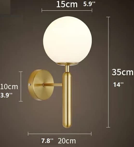 Image of WOKE Modern Wall Lamp With Ball Glass Shade, E27 Golden Finish Light Fixture, Personality Mount for Bedroom Living Room Corridor Art Decor 78948