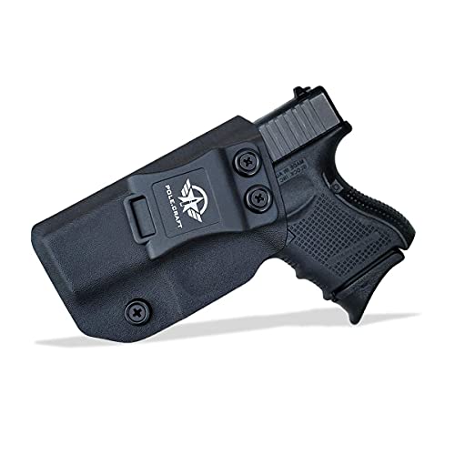 Glock 26 Holster, Kydex IWB Holster for Glock 26 / Glock 27 / Glock 33 Pistol Case, Inside Waistband Carry Concealed Holster Glock 26 / Glock 27 IWB Kydex Guns Accessories (Black, Left Hand)