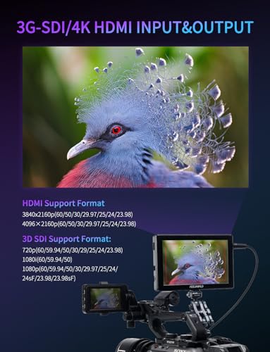 Image of FEELWORLD T7SPRO 3G-SDI 2000Nit Aluminium Camera Field Monitor 7 Inch 1920x1200 IPS DLSR Video Monitor with 4K HDMI in /Out 3D LUTs Waveform 9:16 Marker F750 4400mAh Battery Hot Shoe Mount and Bag