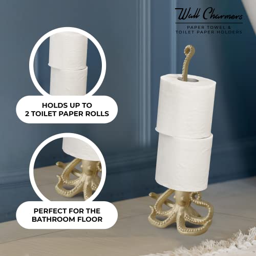WallCharmers Gold Paper Towel Holder, Metal Toilet or Kitchen Paper Holder for Floor or Countertop, Gold Octopus by Wallcharmers - Used condition - Image 5