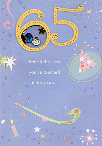 Designer Greetings The Lives You've Touched Window Sequins Age 65 / 65th Birthday Card