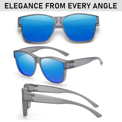 Image of GEGURI Polarized Sunglasses Fit Over Glasses for Men Women, Oversized Square Sun Glasses UV400 Protection Shades