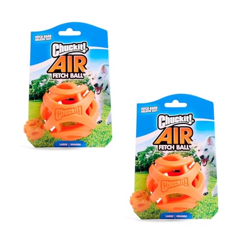 Chuckit! Breathe Right Air Fetch Ball Gr. L - ø 7,5 cm | Doppelpack | 2 x 1 Stück | Robuster Naturkautschuk mit offener Struktur | Kompatibel Ballschleudern