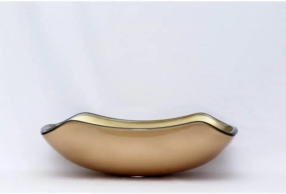 CUBA PIA DE VIDRO ABAULADA PARA BANHEIRO E LAVABO 45X30- MODELO DE APOIO 10MM(DOURADA)