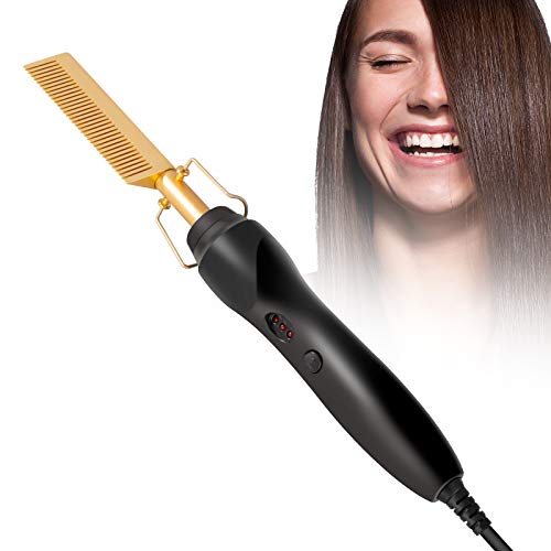 Hot comb electric,Hot Comb Hair Straightener,Hot Comb,Electric Heating Comb,Pressing Comb Multifunctional Copper Hair Straightener Brush Straightening Comb