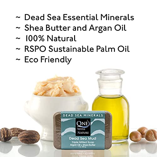 Dead Sea Mineral Mud 7 Oz Soap 3 Pk In Branded Box. Dead Sea Salt Contains Magnesium, Sulfur & 21 Essential Minerals. Shea Butter, Argan Oil. All Skin Types, Acne, Eczema, Psoriasis. Fragrance Free #TOP2