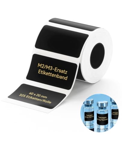 NIIMBOT Étiquettes à transfert thermique pour imprimante d'étiquettes M2 M3, longue durée de stockage, couleurs stables, pour petites entreprises, cosmétiques, étiquetage vitaminé, 40 x 20 mm, noir