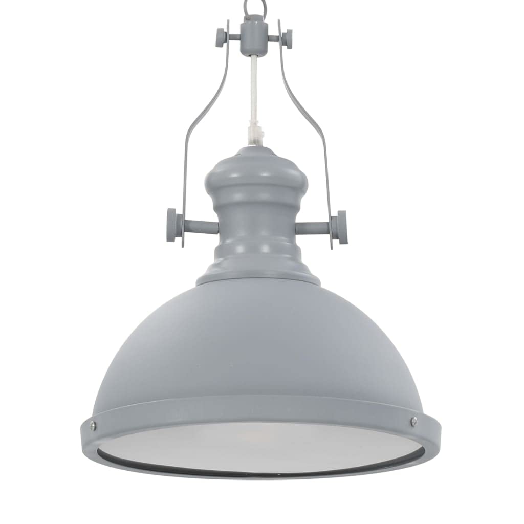 vidaXL Deckenleuchte Industriell Pendelleuchte Hängeleuchte Pendellampe Hängelampe Deckenlampe Wohnzimmer Lampe Leuchte Grau Rund E27 Acryl