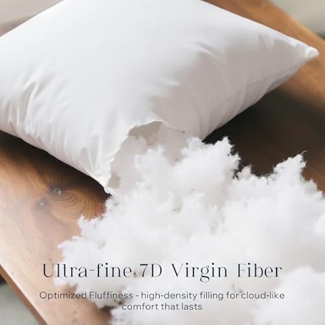 Phantoscope 100% Virgin Fiber Pillow Inserts, Premium Microfine Fiber Square Hypoallergenic Throw Pillow Inserts for Bedroom, Study, Chair 18x18 inches Pack of 4