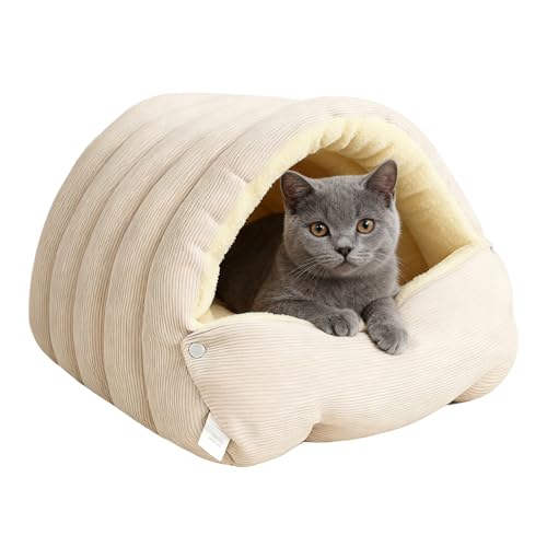 Winterhöhle – Abnehmbares Und Waschbares Kissen, Geschlossenes Katzenbett Für Den Winter – Warmes Nest, Schlafbett, Welpenhaus, Kleine...