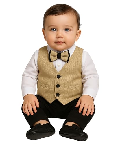Gilet texturé en jacquard et ensemble 4 pièces bébé garçon pour les sorties