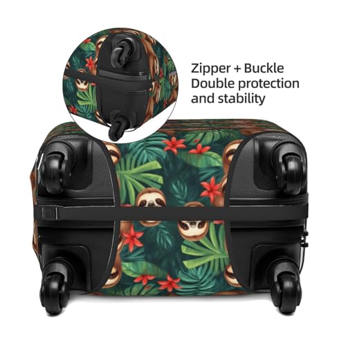 Sloth in Red Tropical Jungle Print Washable Suitcase Cover Personalized Luggage Protector Travel Elastic Anti Scratch4
