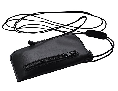 Donaway iPhone XS MAX Black Bovine Leather Mini Messenger Bag Case Padded Cover Lined Sleeve Shell