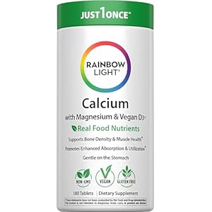Rainbow Light Calcium Complex with Magnesium & Vitamin D3 + | 180 Tablets | Real Food Nutrients | Supports Bone Density & Muscle Health | Vegan Supplement for Men and Women