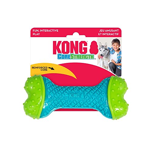 KONG CoreStrength - Hundespielzeug zum Kauen - Langlebiges, mehrschichtiges Hundespielzeug zum Spielen und zur Zahnreinigung - Für Große/Mittlere Hunde - Knochen