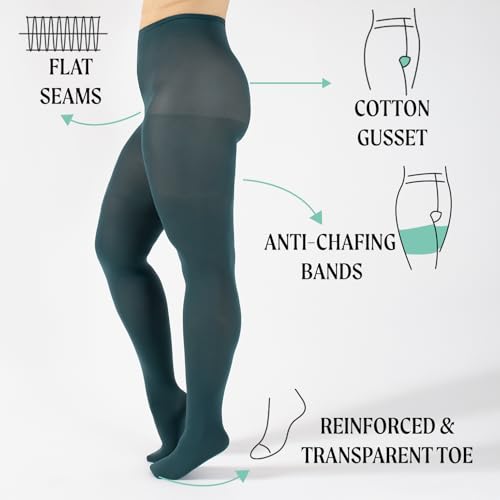 Image of CALZITALY Plus Sizes Anti-Chafing Opaque Tights | 60 DEN | L - 4XL | Black | Italian Hosiery