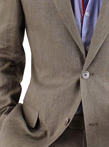 DTI BB Signature Italian Men's 2 Button Linen Suit Modern Fit Jacket Plain Pant4