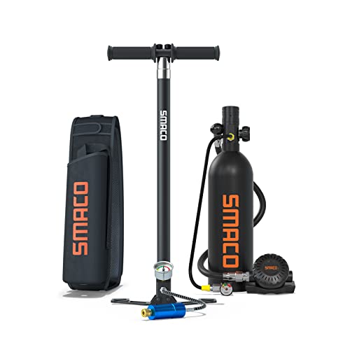 SMACO Scuba Tank Zuurstof Cilinder Duiken Gear voor Duiker Mini Scuba Tank met 15-20 minuten Mogelijkheid Duiken Zuurstof Onderwater Ademhalingsapparaat 1L Duiken & Snorkelen Apparatuur S400 Pro