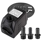 400 GPH Submersible Water Pumps for Aquarium, Tabletop Fountains, Pond, Water Gardens and Hydroponic Systems with Two Nozzles, CE-ROHS Approved, 5.9 ft Power Cord