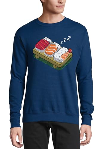 Pull en coton bleu marine Sushi Japan pour homme et femme décontracté