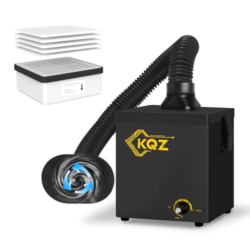 KQZ-B1 Solder Fume Extractor, 168m³/h Strong Suction Smoke Extractor, 5*Thick Pre-Filter+H13 HEPA Soldering Fume Extractor, 99.99% Purification Smoke Absorber for Welding Soldering 3D Printing Black