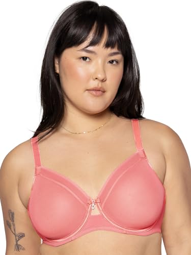 Curvy Couture Women's Sheer Mesh Full Coverage Unlined Underwire Bra