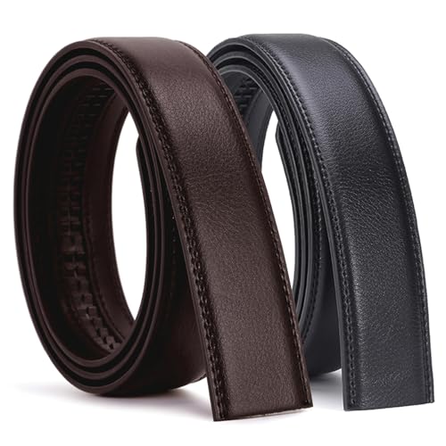2 Pack Genuine Leather Belt 35''-43''Replacement Leather Belt No Holes Only 1 3/8