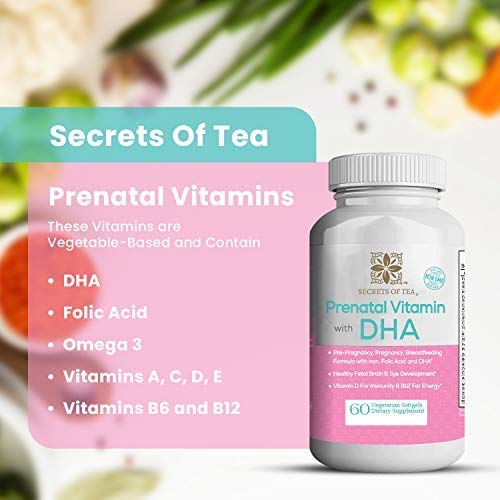Secrets Of Tea Doctor Formulated Prenatal Vitamins With Dha, Folic Acid, Iron, Vitamin D And B12, Vegetarian Soft-Gel Vitamin Capsules - 60 Count(1 Pack) #TOP2