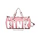 Sports Gym Bag Large Capacity Travel Duffel Bag Sport Shoes Bag with Wet Pocket Compartment for Men and Women Lightweight Multiple Colors PINK Logo (PINK)