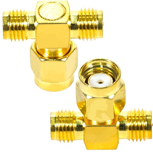 Fohevers 2 Pcs RP-SMA Male to Double Female Connector RP SMA T-Type Splitter RF Coaxial Coax Antenna Adapter for Radio WiFi Router FPV Dron Mobile - Image 3