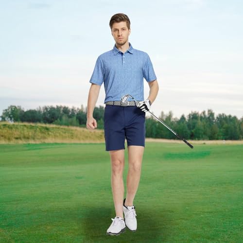 Image of M MAELREG Mens Golf Shirt Short Sleeve Dry Fit Print Moisture Wicking Performance Patterns Collared Polo Shirt