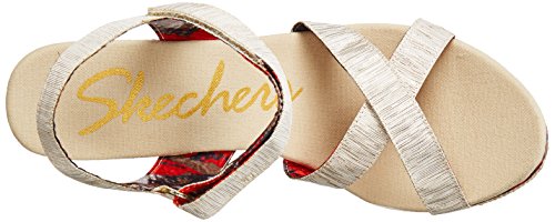 Skechers Cali Women's Loveshine-Crazy Style Wedge Sandal,Natural,5 M US