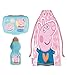 Set sandwichera infantil, botella de agua y Bolsa Merienda de Cuerdas. Pack Diseño Colorido | Sandwichera Escolar | Material Escolar Vuelta al Cole. (Peppa Pig)