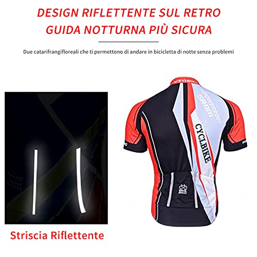Foto von XM Herren Radtrikot Set Fahrrad Kurzarm Set Trikot + 3D Cushion Radlerhose Sommer Atmungsaktiv Fahrradtrikot für Rennrad MTB