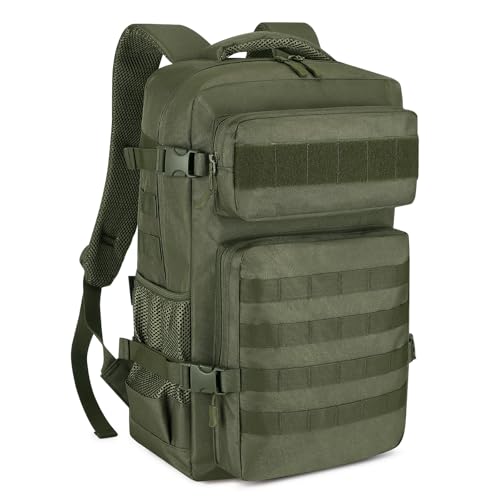 HUNTVP Tactical Backpack for Men 30L Military Backpack MOLLE Assault Pack Army Daypack Hunting Rucksack for Hiking Travel Work with Bottle Holder，Army Green