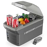 Upstreman Compatta 9L Frigorifero Portatile Elettrico, Mini Frigorifero raffredda & riscalda, 3kg con Cinghia e Funzionamento 12V/230V, Per Viaggi, Camping & Ufficio Grigio-AR09