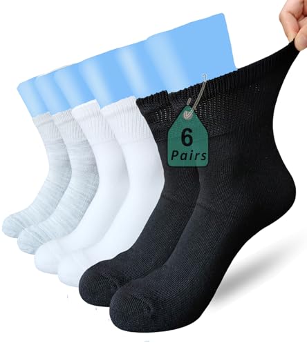 Aisesine Diabetic Socks Extra-Wide Non Binding for Swollen Feet,Edema,Sensitive Feet,Casual Anklet Slipper Mens Sock 10-13