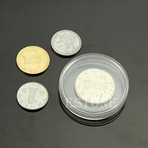 Contenedor para monedas 10 unidades 35mm plástico transparente miniatura 4