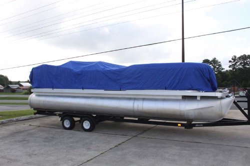 Blue* 22' Vortex Ultra 3 Pontoon/Deck Boat Cover, Has Elastic And Straps Fits 20'1" To 21' To 22' Ft Long Deck Area, Up To 102" Beam #TOP2